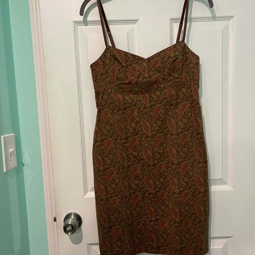 Elegant Brown Paisley Dress